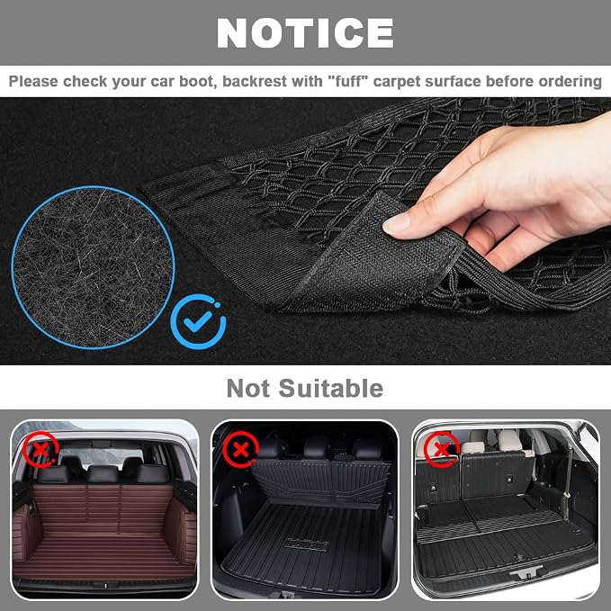 AOOWU Universal Mesh Cargo Net 6 Pack, Small Elastic Net Pocket Storage with Magic Adhesive, Wall Sticker Organizer Pouch Bags, Car Trunk Organizer Holder Netting Bag for Rv Automotive SUV Truck Boat