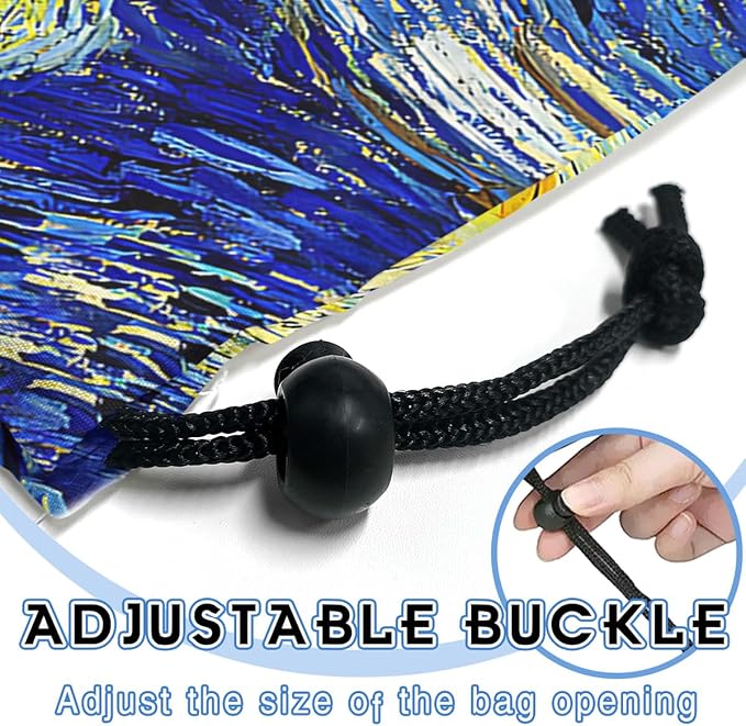 Car Trash Bag Hanging Back of Seat Waterproof Small Cute Printed One-Handed Strap Drawstring Garbage Bags for Car-Starry Night