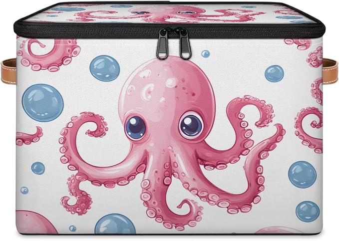 Octopus Storage Basket for Bedroom Kitchen Bathroom Storage Bins with Lids Collapsible Toy Cube Storage Organizer for Kid Teen Women Men
