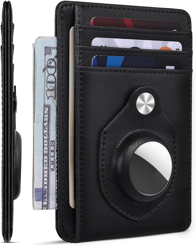 RUNBOX Slim Minimalist Front Pocket Air Tag Holder Wallet for Men, RFID Blocking Card Holder Mens Wallet Gifts for Men Dad