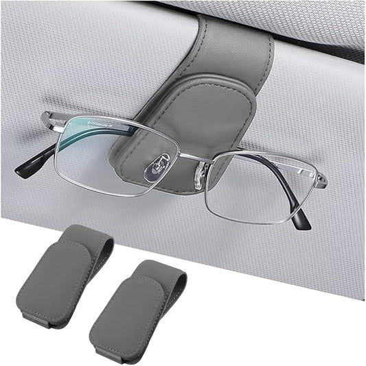 AICEL Sunglasses Holders for Car Sun Visor, Leather Eyeglasses Hanger Mounter, Magnetic Glasses Holder and Ticket Card Clip, Auto Interior Accessories Universal for SUV Pickup Truck