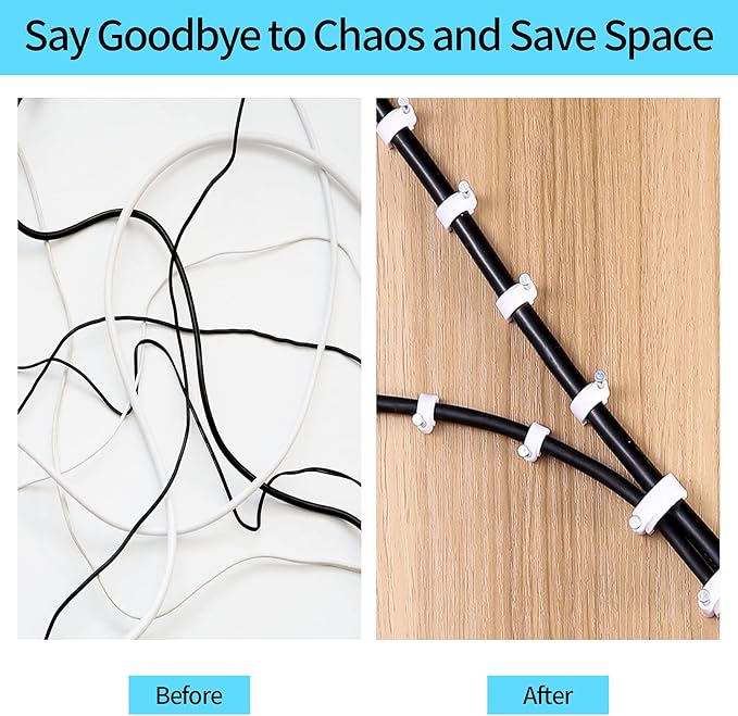 Abnii Cable Clips, 400 Pcs, 4mm 6mm 8mm 10mm, Wire Wall Clips with Steel Nails, Ethernet Cable Clips, Cable Tacks Coax Cable Clips, RG6 RG59 CAT6 RJ45 Cable Cord Clips, White…