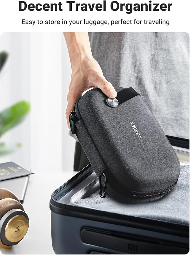UGREEN Electronics Organizer Travel Case Cable Organizer Bag Waterproof Portable Storage Pouch for Charger, Cables, USB Flash Drive, Power Bank, Memory Card, Travel Accessories Black