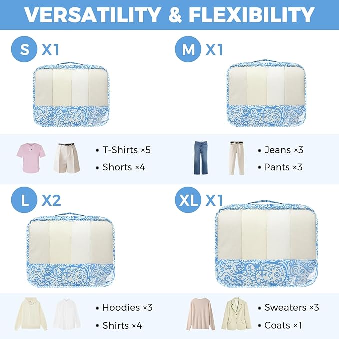 BAGAIL 9 Set Packing Cubes with Packing List Luggage Packing Organizers for Travel Accessories