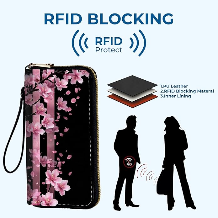Wristlet Wallet for Women, RFID Blocking Phone Wallet, Large Capacity Zip Around Clutch, Fits iPhone 15 Pro Max, Travel Organizer Purse