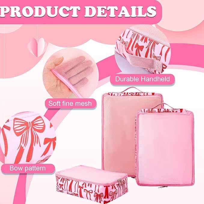 Shinylin 3 Sets Compression Packing Cubes for Travel Women Packing Cubes Set Travel Compression Bags Nylon in Various Sizes Zip Pouches for Tour Luggage Suitcase Accessories Storage