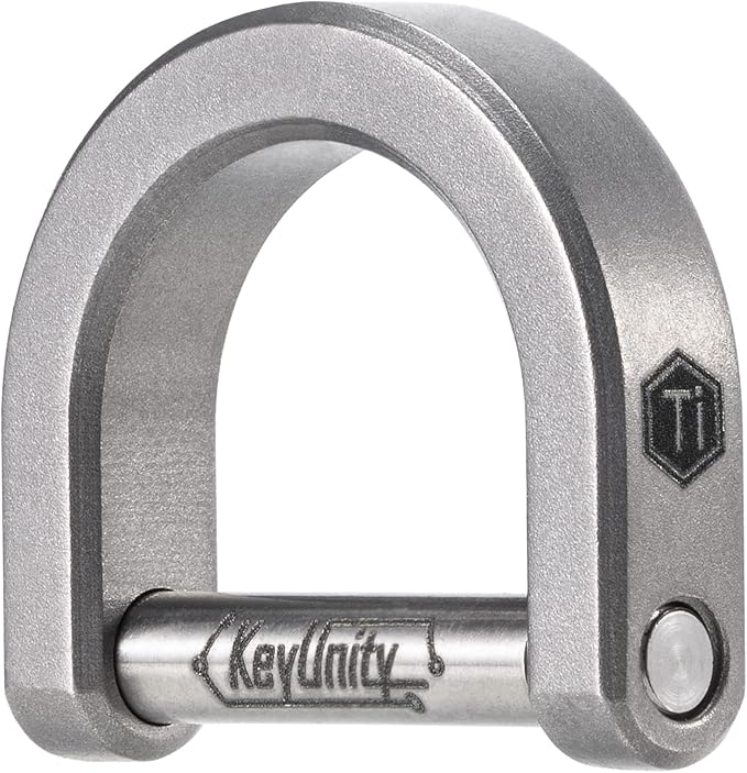 KeyUnity KA17 Titanium D Ring Key Shackle, U Shape Key Ring Horseshoe Clasp for Car Fob, DIY Leather Key Organizer Keychain