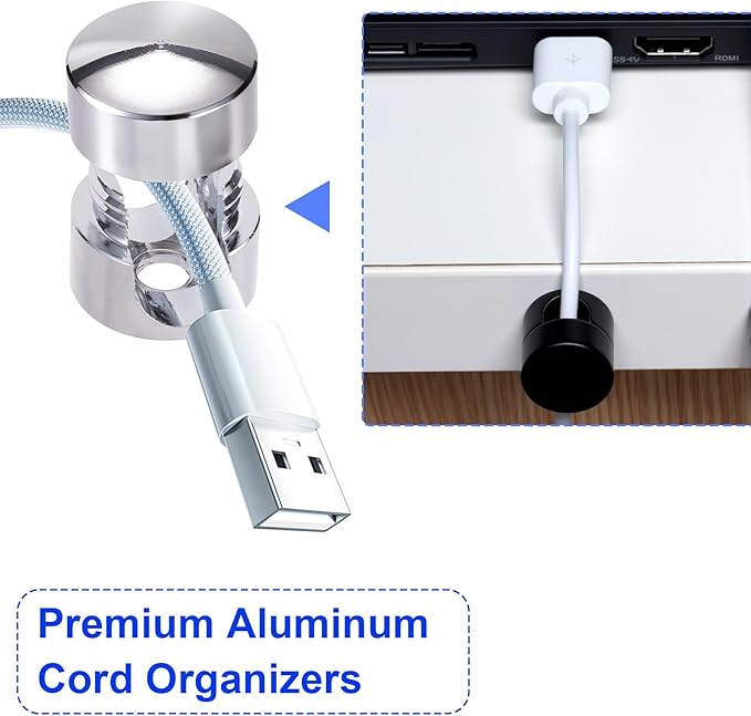 8 Sets Charger Holders for Cords, 8 Colors Adjustable Cable Anchor Holders, Adhesive Metal Cord Clips, Cable Management Wire Organizers for Desk, Office, Nightstand