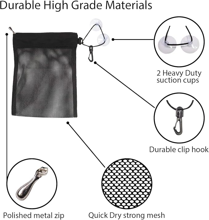 Naroa Waterproof Multifunctional Toiletry Shower Bag for Gym, Travel, Business and Foldable Portable Hanging Bathroom Mesh Caddy with Wet & Dry Storage Suction Hook Tote for Men Women