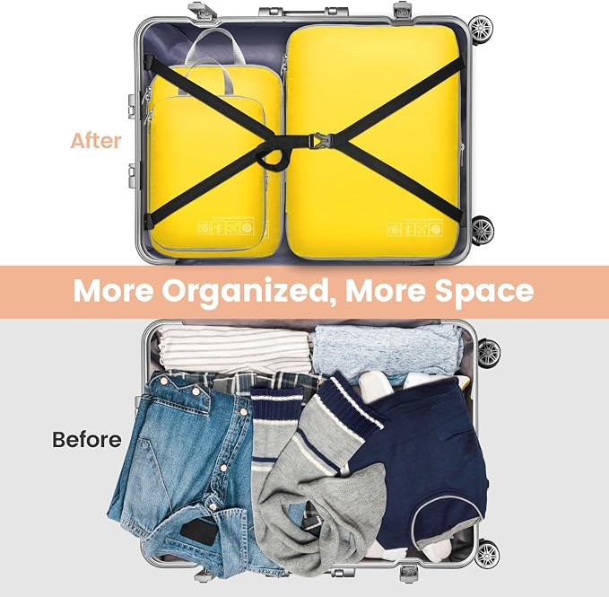 Cambond Compression Packing Cubes for Travel - Lightweight Expandable Travel Bags Luggage Organizers Travel Essentials Compression Cubes for Travel Space Saver for Carry on Suitcases Organizer
