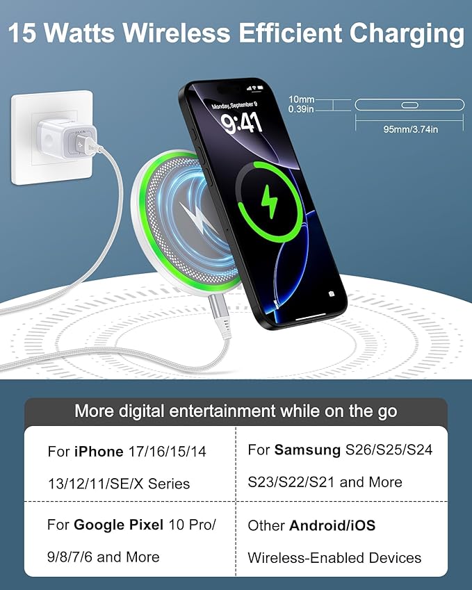 Pixel 10a 10 Pro XL Wireless Charger Android Fast Charging For Google Pixel 10 9 Pro Xl 8 8a 7, 15w Wireless Charging Pad with Block Cargador Inalmbrico Para Samsung For Galaxy S25 iPhone 17 16Pro Max