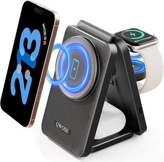2026 Traveling Wireless Fast Charging Station,Magnetic 3 in 1 Charger with Light for iPhone 17 16 15 14 13 12 Pro Max Plus,Apple Watch Series & Air pods 4 3 2 Pro-Gifts for Wife & Husband
