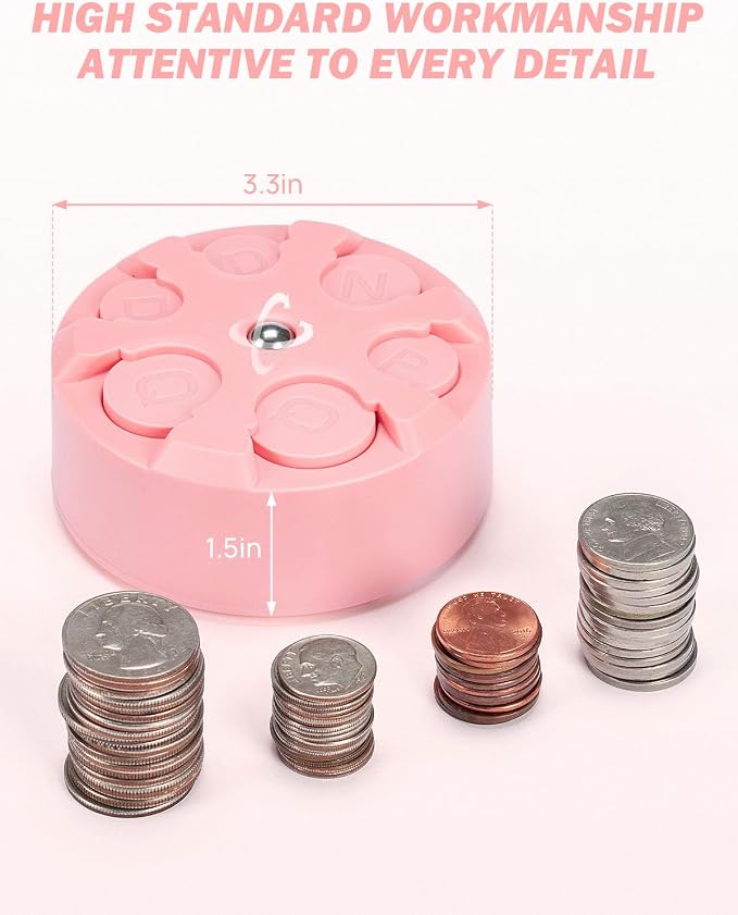 JOYTUTUS Universal Coin Holder, Large Capacity Coin Holder for Car, Portable Car Change Holder Coin Organizer, Car Trucks Accessories, Coin Sorter for Car & Wallet & Pocket,Pink