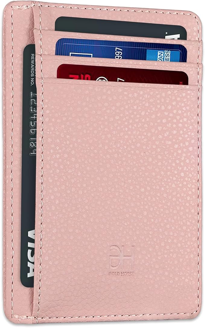GH GOLD HORSE Slim RFID Blocking Card Holder Minimalist Leather Front Pocket Wallet for Women | Slim
