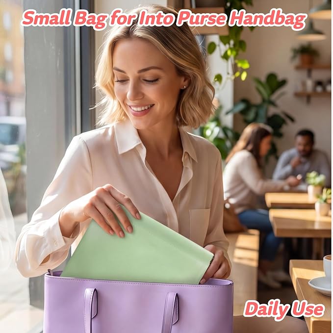 4 Pack 7.1"×5.5" Small Makeup Bag for Purse, Magnetic Large Pouches for Purse Organization, Soft PU Leather Mini Travel Organizer Pouch for Women's Cosmetics Lipstick Cash Credit Card