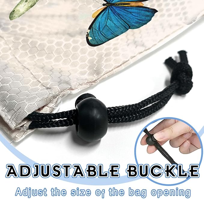 Car Trash Bag Hanging Back of Seat Waterproof Small Cute Printed One-Handed Strap Drawstring Garbage Bags for Car-Butterfly Wildflower