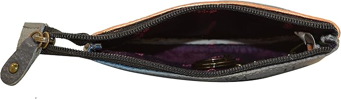 Anuschka Women’s Hand-Painted Genuine Leather Medium Zip Pouch - Coin and Key Pouch - Zippered, 2 Key Fobs