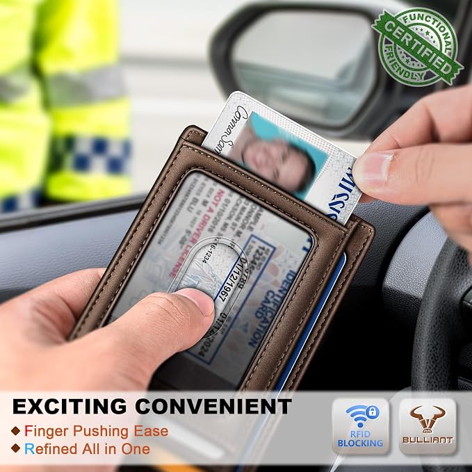 BULLIANT Men Wallet,Slim Leather Wallet Money Clip Card Hodler For Men Gift 8 Cards RFID Blocking