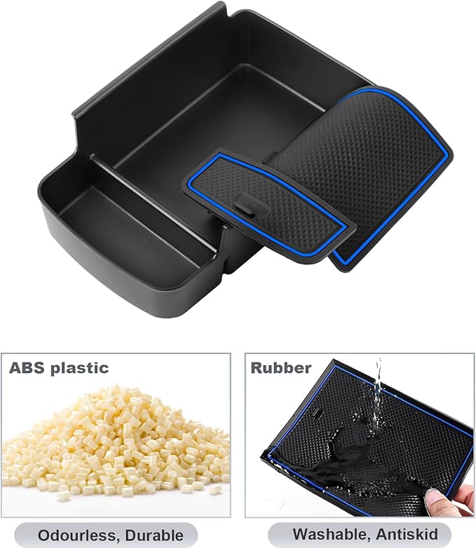 SKTU for 2024 2025 2026 Chevrolet Trax Center Console Organizer 2024-2026 Chevy Trax Insert ABS Materials Tray Armrest Storage Box 2024 2025 2026 Chevy Trax Accessories with Sunglasses Holder (Blue)
