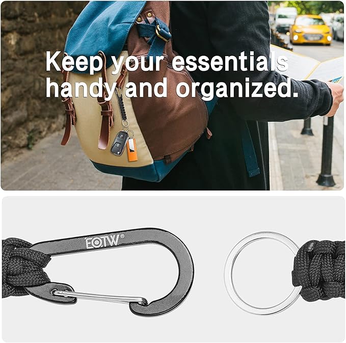 EOTW Carabiner Keychain,Paracord Keychain Small Aluminum Clip D Ring for Camping, Hiking, Fishing, Or As A Key Organizer