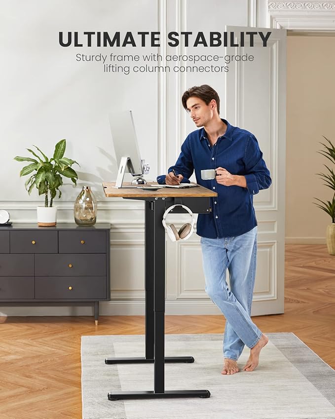 ErGear Electric Standing Desk with Keyboard Tray, 55x28 Inches Adjustable Height Sit Stand Up Desk, Home Office Desk Computer Workstation,Vintage Brown