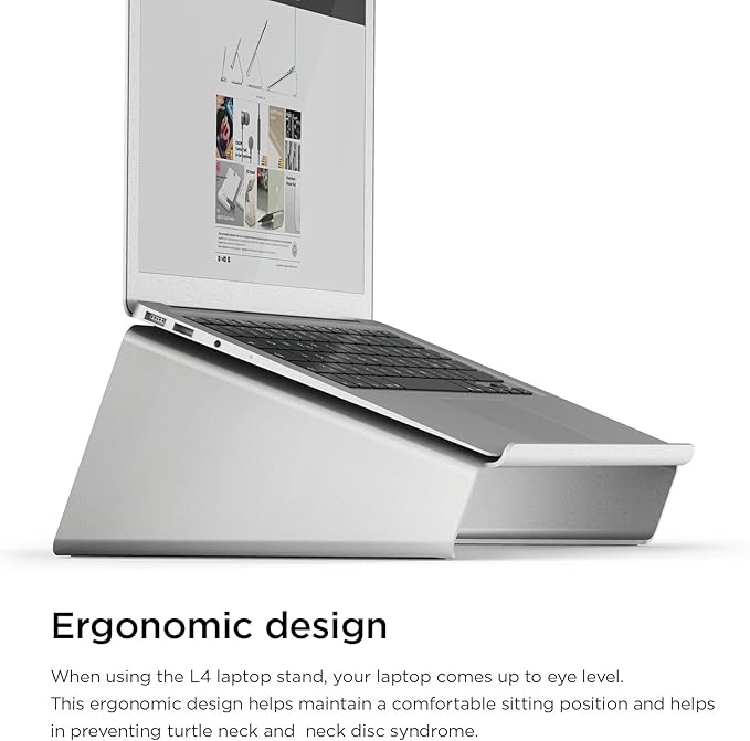 elago L4 Stand - [Desk Organization][Prevents Bad Posture][Natural Heat Sink] - for Laptop Computers (Silver)