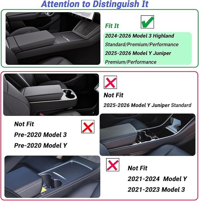 5PCS Center Console Organizer Compatible with 2025-2026 Tesla Model Y Juniper/2024-2026 Model 3 Highland Accessories, Hidden Storage Box, Cup Holder and Silicone Mat(Not Fit Juniper Standard)