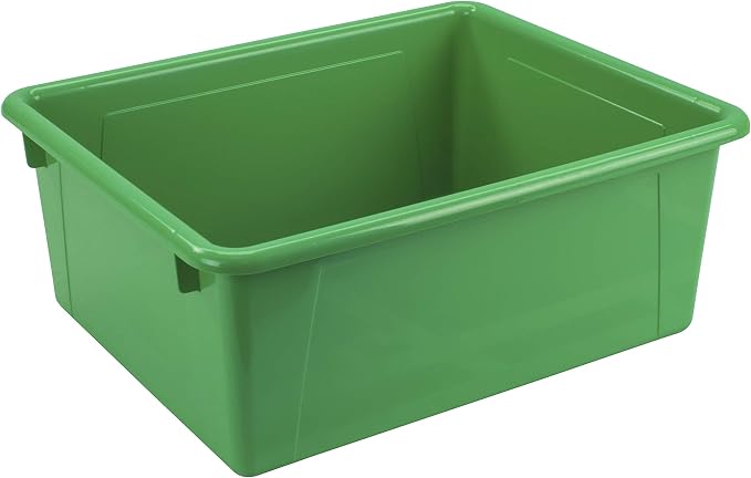Storex Letter Size Deep Storage Tray – Organizer Bin for Classroom, Office and Home, Green, 5-Pack (62527A05C), 10 x 13 x 5 Inches