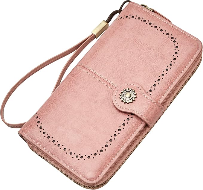 TFKGS Wallet for Women RFID Blocking Leather Large Capacity Card Holder Ladies Phone Clutch Travel Long Purse Wristlet | RFID Blocking, Leather, Large Capacity, Ladies, Travel