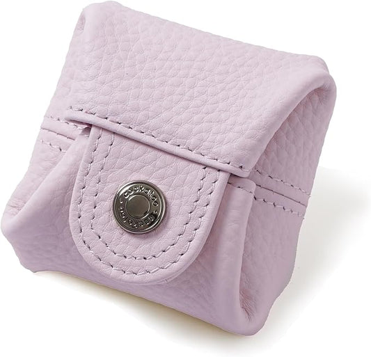 Cockatoo Genuine Leather Coin Pouch Change Holder, Mini Snap Pocket Wallet for Men Women (Macaron Pink, Small)