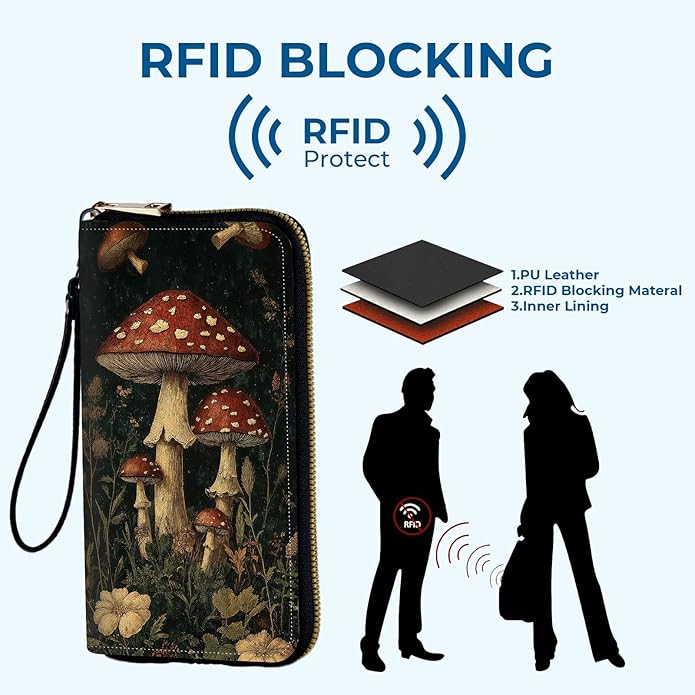 Wristlet Wallet for Women, RFID Blocking Phone Wallet, Large Capacity Zip Around Clutch, Fits iPhone 15 Pro Max, Travel Organizer Purse
