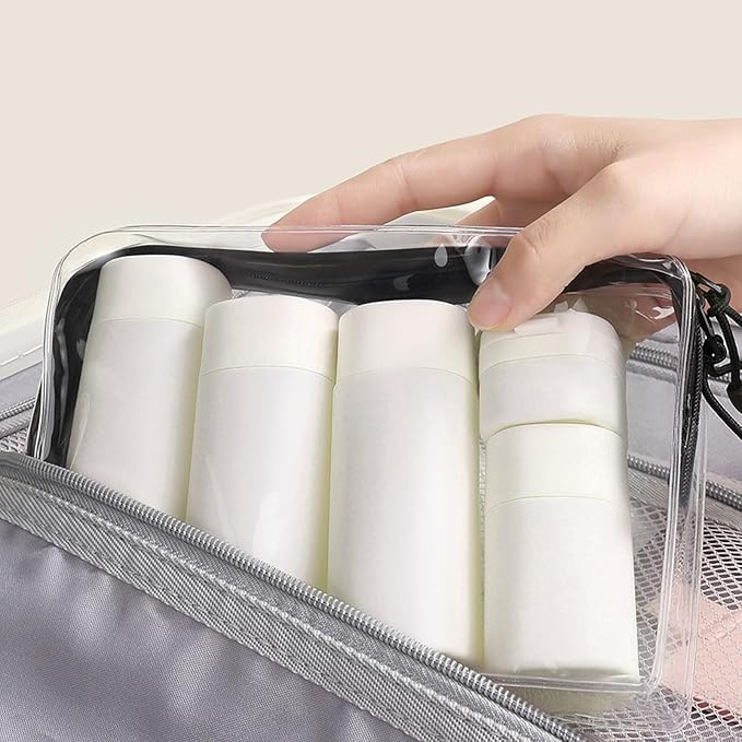 Suteng Travel Bottles for Toiletries, 5 Pack Travel Size Containers, TSA Approved Leak Proof - Silicone Toiletry Containers with Clear Bag for Shampoo, Conditioner & Lotion, Travel Essentials