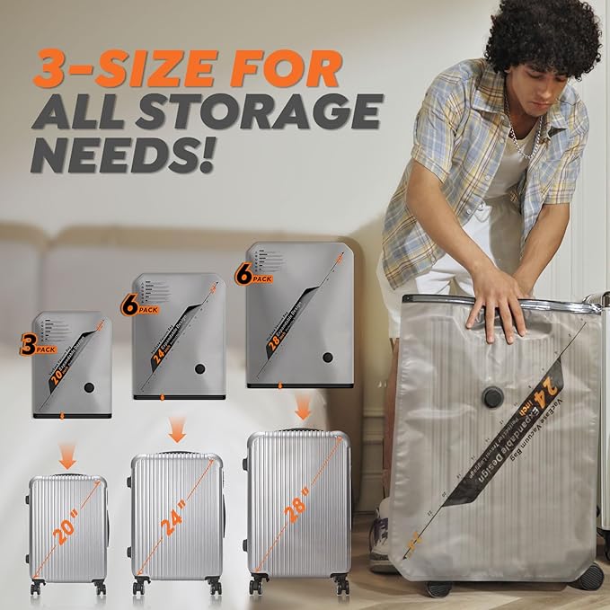 Vacbird Rechargeable Wireless Pump Travel Storage Bags Set - Portable Space Saver Bags for Travel & Home - Vacuum Compression Packing Seal for Clothes, Blankets, Seasonal Storage 15 Combo set