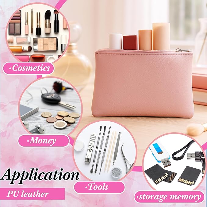 6 Pack PU Leather Small Coin Purse Mini Change Purse Coin Pouch Cash Wallet for Men Women Credit Card Lipstick(Elegant Color)