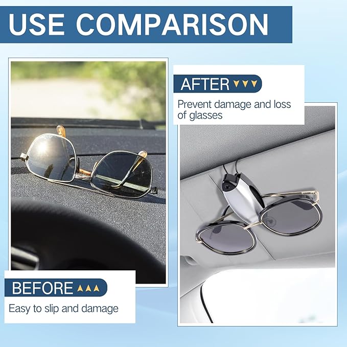 Frienda 5 Pcs Auto Car Vehicle Sun Visor Clip Holder Sunglasses Holder for Eyeglasses Mount Ticket Card Clip for Car Accessories (Silver)