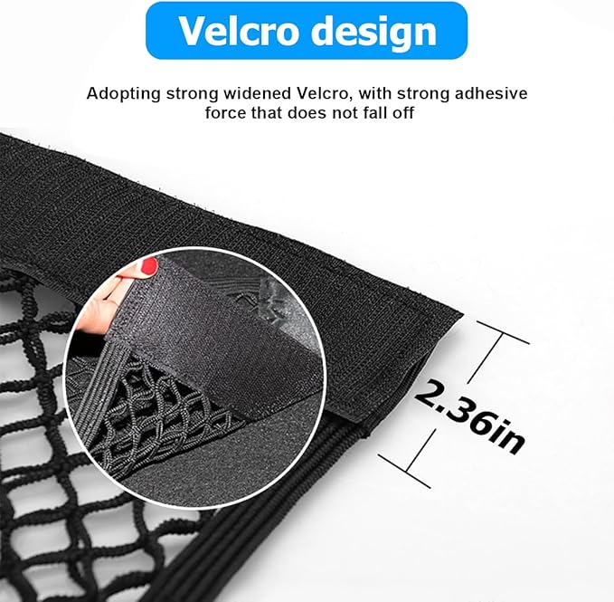 Car Cargo Mesh Net, Elastic Stretch Vehicle Seat Back Trunk Organizer Pouch Net, Extendable Adhesive 12" x 10" Automotive Storage Mesh Bag, Universal for RV SUV Truck