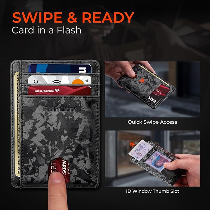 RUNBOX Slim Minimalist Front Pocket RFID Blocking Leather Wallets for Men and Women Card Holder Wallets Gifts for men
