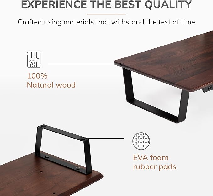 Anji Mountain Monitor Stand - Desktop Organizer & Laptop Riser, Ergonomic Monitor Riser, Space-Saving Monitor Stand for Desk, Durable Construction, Easy Assembly, Ideal for Home & Office,Walnut