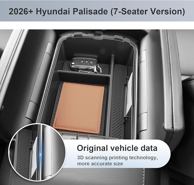SKTU 2-Pack for 2026 Hyundai Palisade Center Console Organizer for 2026+ Hyundai Palisade Calligraphy Double Layers Console Tray Hyundai Palisade 2026 Accessories with Coin Holder (Calligraphy Only)