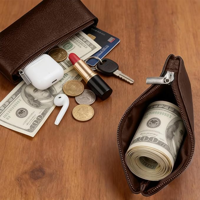 4Pcs Coin Purse,Small Portable PU Leather Zipper Pouch Change Purse, Portable Change Wallet,Coin Pouch with Zipper, Mini Coin Pocket Pouch Change Holder for Women Change Purse for Coins(4 colors)