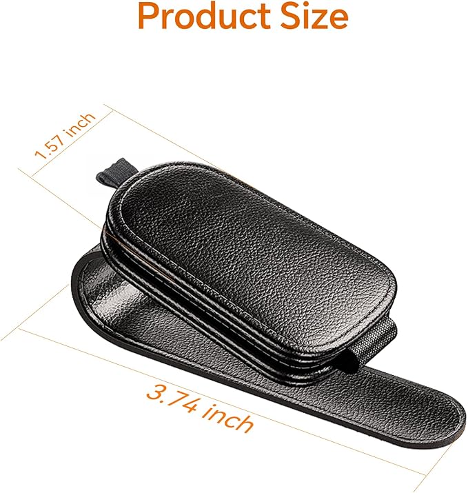 Coolpow 【2-Pack】 Magnetic Sunglasses Holder for Car Visor [Non Slip] Magnetic Glasses Car Holder, car Eyeglass Holder Leather Eyeglasses Clip Compatible with All Glasses