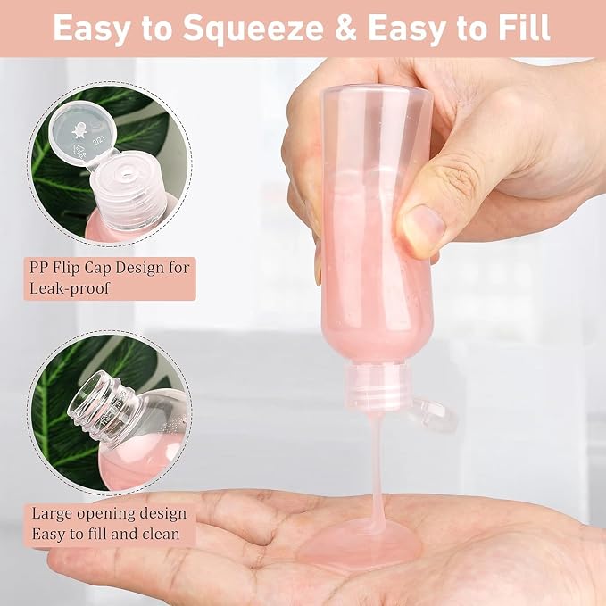 10 Pack 3.4 oz Travel Bottles for Toiletries TSA Approved Leak Proof Travel Size Containers Plastic Empty Shampoo Bottles with Labels Squeeze Bottle Toiletry Essentials(Clear)