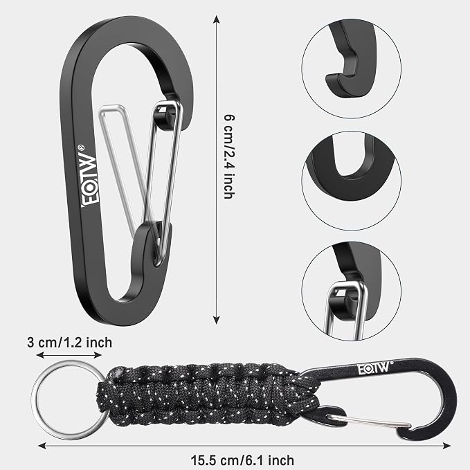 EOTW Carabiner Keychain,Paracord Keychain Small Aluminum Clip D Ring for Camping, Hiking, Fishing, Or As A Key Organizer