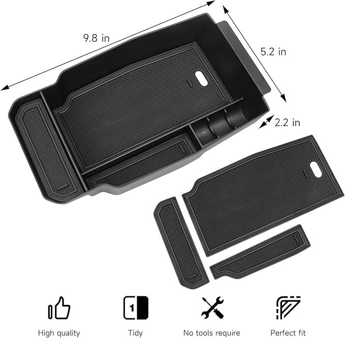 Center Console Organizer Tray Compatible with Mazda 2023-2026 CX-50 CX50 Accessories Armrest Storage Box ABS Console Insert Tray Container