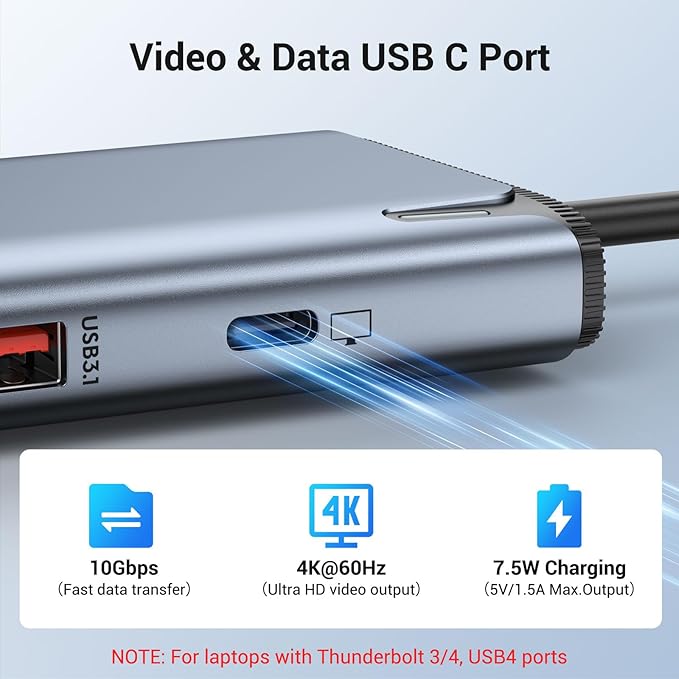 USB C to USB C Hub Multiport Adapter,USB C Splitter Dual Monitor with 8K@60Hz 2*HDMI,8 in 1 Dual HDMI Adapter Hub with USB C Video Output, 4*10Gbps USB,Ethernet and 100W PD for MacBook Pro/Air,Dell,HP