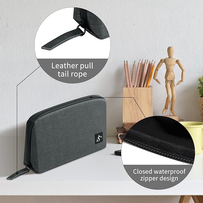 simtoper Electronic Organizer Travel Case – Waterproof Cable Bag for Cord, Charger, Hard Disk, Power Bank – Small Tech Storage for Travel, Backpack, Business Trip, Airplane (Dark Gray)
