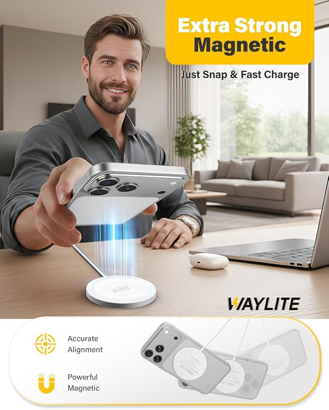 25W Magnetic Wireless Charger, 10FT Fast Charging Pad Wireless Charge for iPhone 17 16 /AirPods3/2/Pro/for Galaxy S26 Ultra/Pixel 10 Series, Portable Charger for Desk& Travel(2Pack,White)