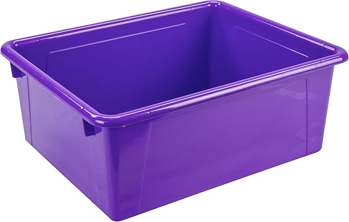 Storex Letter Size Deep Storage Tray – Organizer Bin for Classroom, Office and Home, Violet, 5-Pack (62528A05C)