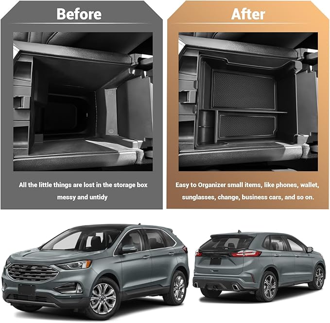 for 2024 Ford Edge Center Console Organizer Tray for 2021-2024 Edge SE/SEL/ST-Line/Titanium/ST Middle Console Storage Center Console Insert Tray Arm Rest Organizer for 2024 Ford Edge Accessories