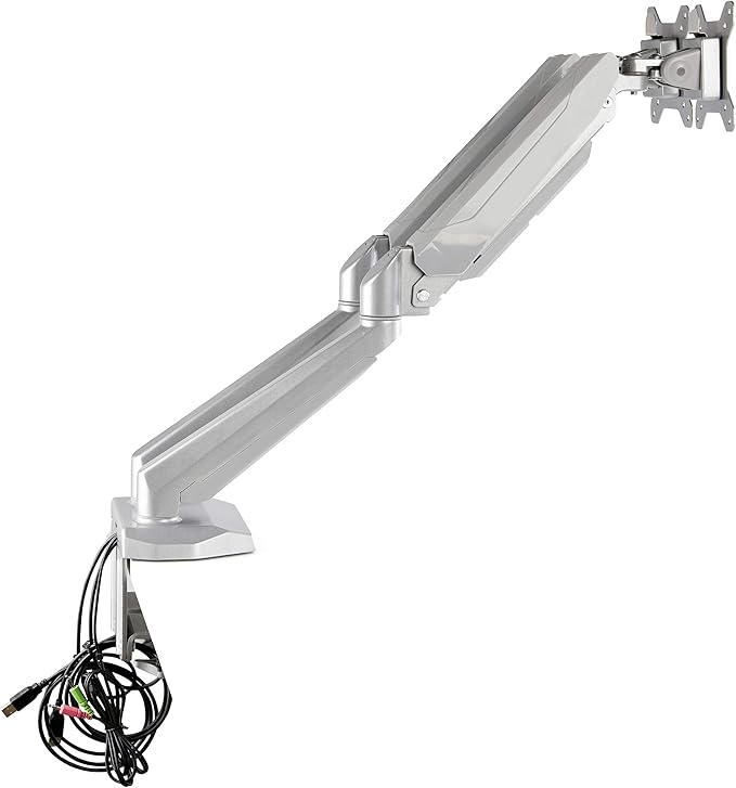 StarTech.com Desk Mount Dual Monitor Arm with USB/Audio, Desk Clamp Ergonomic VESA Mount for up to 32" (17.6lb/8kg) Displays